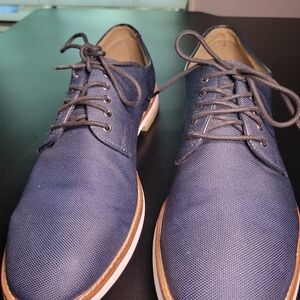 Calvin Klein Navy/Tan Leather Oxford (Navy/Tan) Mens Size 12